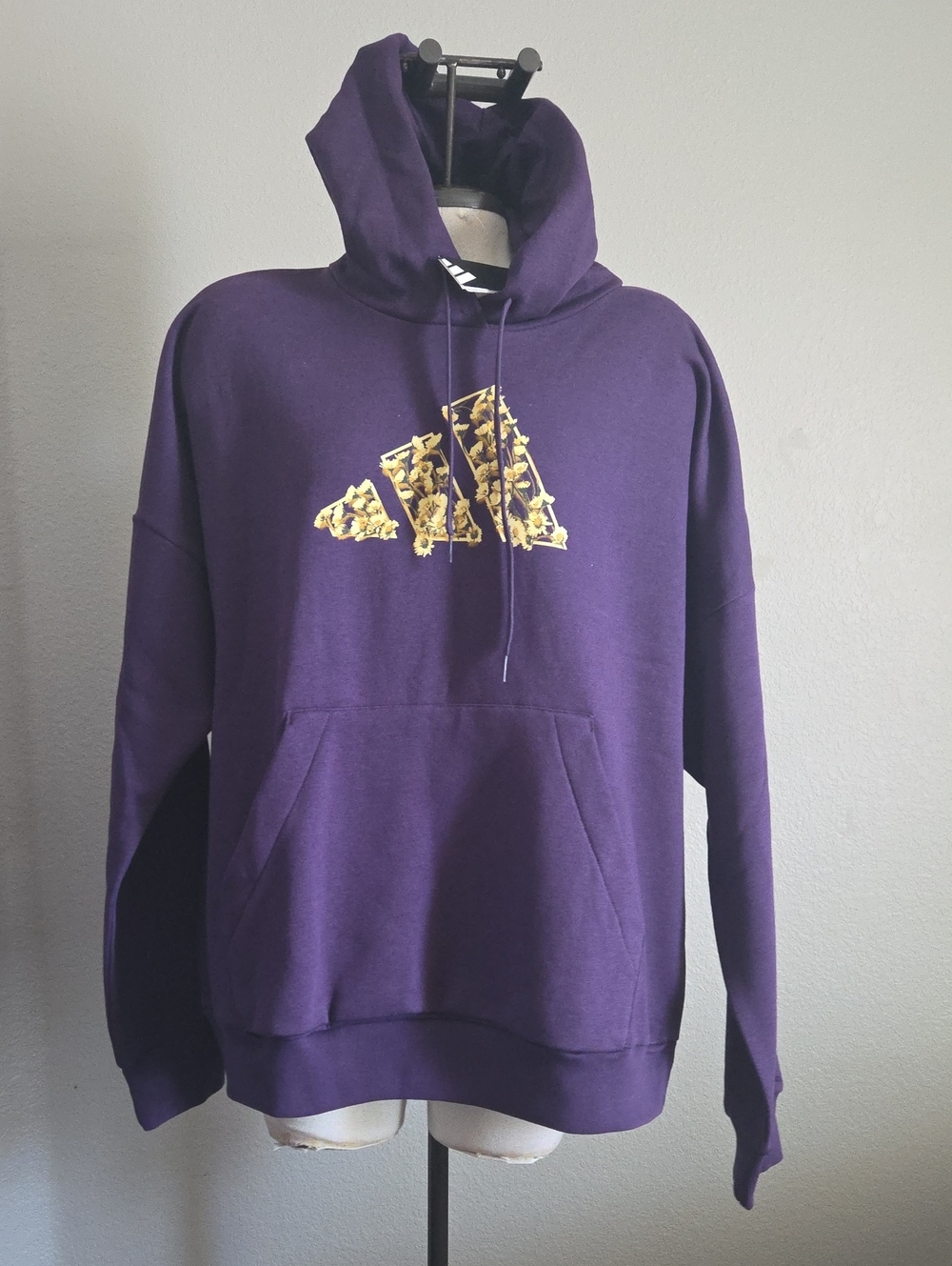 adidas Purple Hoodie with Gold Logo